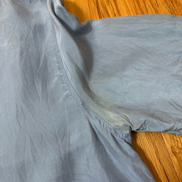 August Silk 100% Silk Blue Short Sleeve Top Blouse - Picture 10 of 13